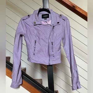 Collectif Outlaw Glitter Biker Jacket - Pastel Purple